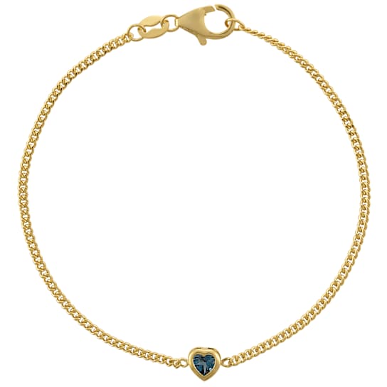 14K Yellow Gold Over Sterling Silver London Blue Topaz Curb Chain
Bracelet .21ctw