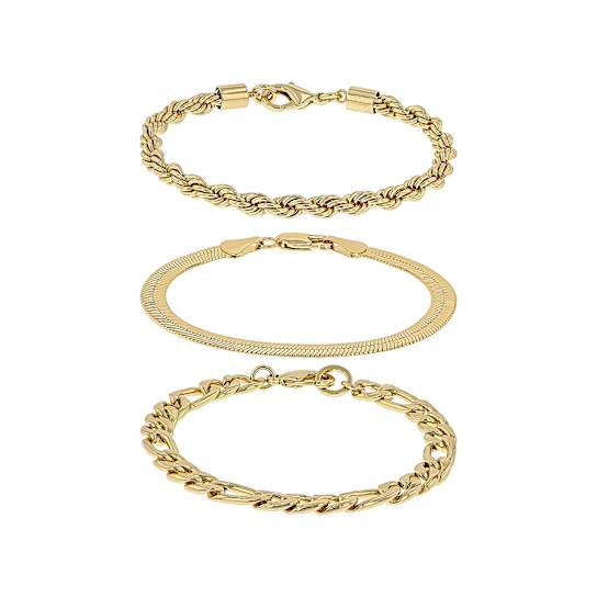 Set of 3 Gold-Tone Chain Bracelets