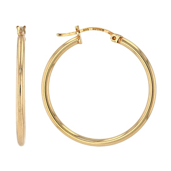 Medium Polished Hoop Earrings In 18K Gold Over Sterling Silver