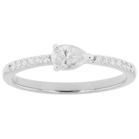 Pear And Round Lab-Grown Diamond Band Ring In Sterling Silver 0.40ctw