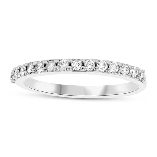 Diamond Band Ring In Solid 14K White Gold