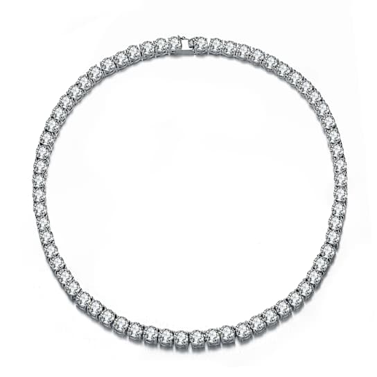 CZ Tennis Necklace In Sterling Silver 17 Inch