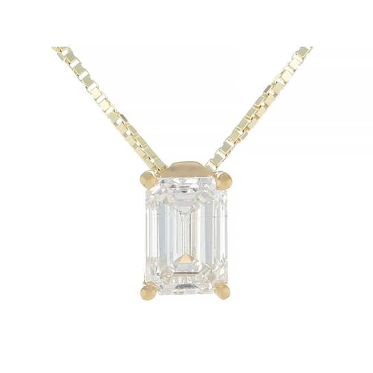 Lab-Grown Diamond Emerald-Cut Slide Pendant In 14K Gold Over Sterling
Silver 0.50ctw