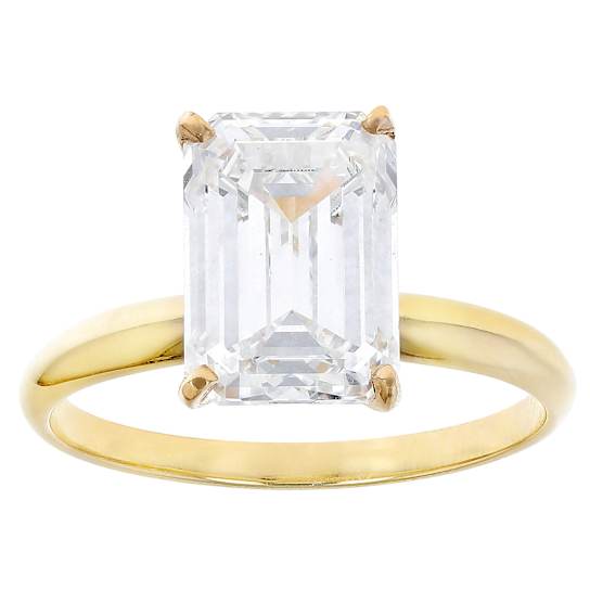 Lab-Grown Diamond Emerald-Cut Solitaire Ring In 14K Gold 4.00ct