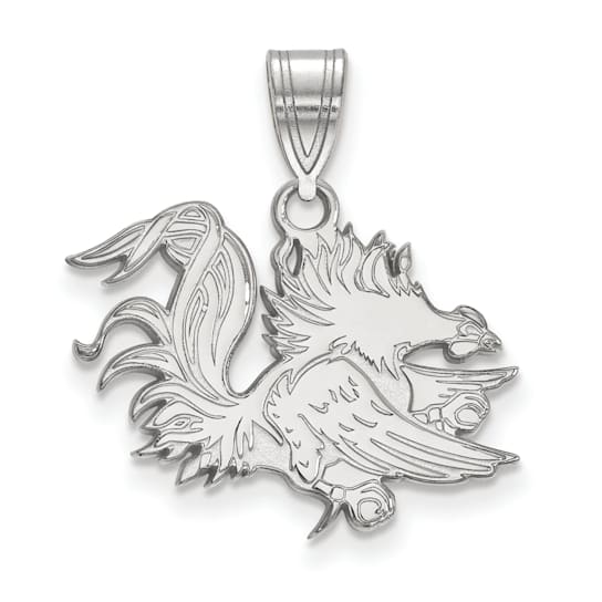 Rhodium Over Sterling Silver LogoArt University of South Carolina Medium Pendant