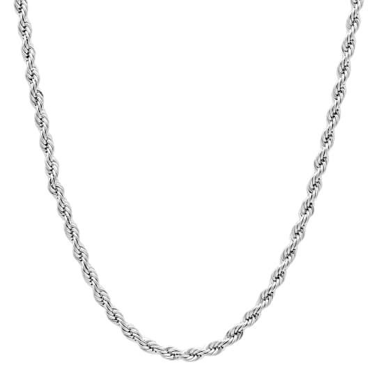 Robert Alton Men's Rope Chain Necklace 2.3mm In Stainless Steel 24 Inch