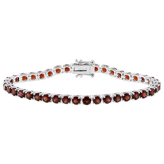 Red Garnet Tennis Bracelet In Sterling Silver 11.70ctw