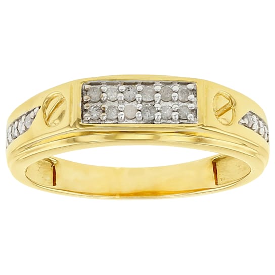 White Diamond 14K Yellow Gold Over Sterling Silver Mens Ring 0.25ctw