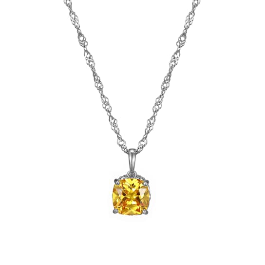 Yellow And White Cubic Zirconia Platinum Over Silver November Birthstone
Pendant With Chain 7.10ctw