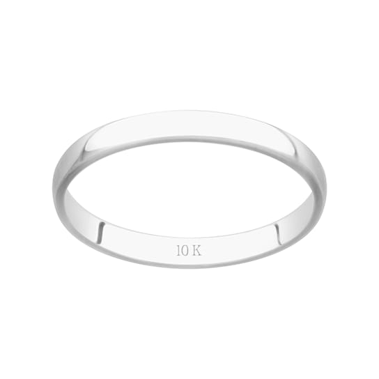 2mm Lightweight Ladies Wedding Band in 10K White Gold