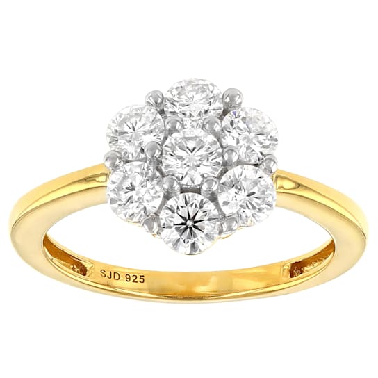 Moissanite 14k yellow gold over silver ring 1.12ctw DEW.