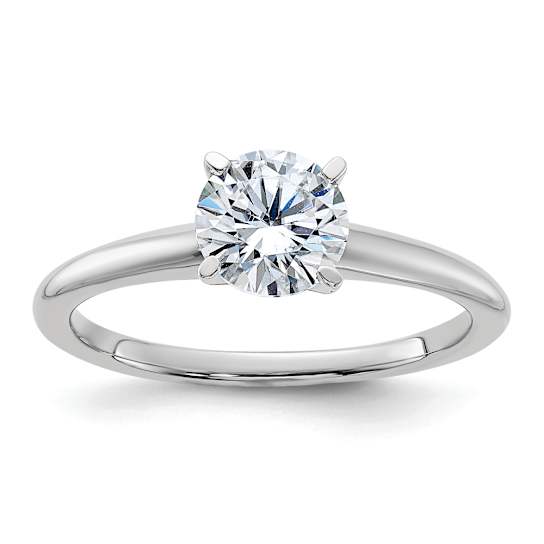 Rhodium Over 14K White Gold 1 ct. D E F Pure Light Round Moissanite
Solitaire Ring
