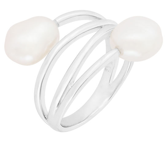 Keshi Freshwater Pearl Bypass Ring In Sterling Silver
