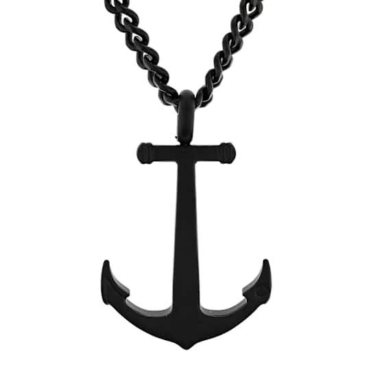 Robert Alton Men's Anchor Pendant With Chain In Black Ion-Plated
Stainless Steel