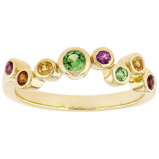 Multi Garnet Band Ring In 18K Gold Over Sterling Silver 0.43ctw