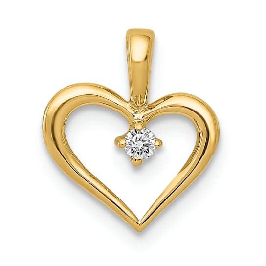 14k Yellow Gold Diamond Heart Pendant