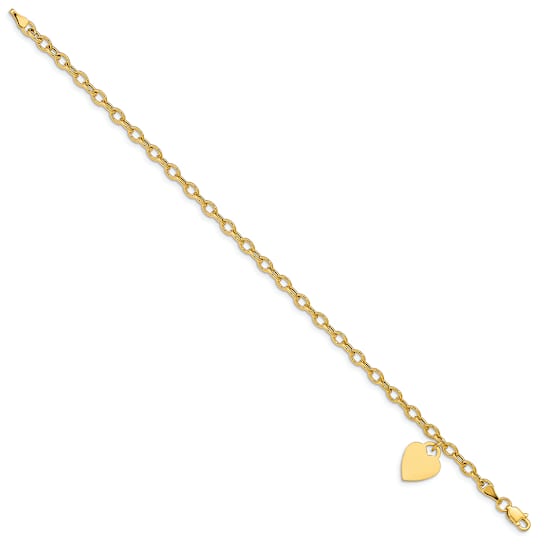14K Yellow Gold Dangle Heart Bracelet