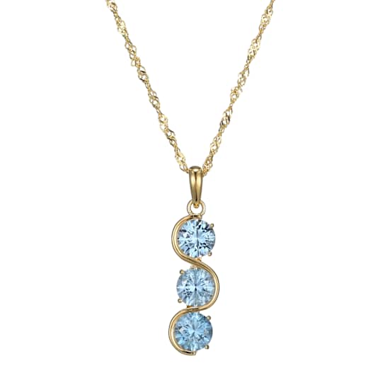Lab Created Blue Spinel 18k Yellow Gold Over Sterling Silver March
Birthstone Pendant 3.61ctw
