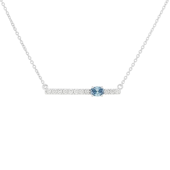 Lab-Grown Blue And White Diamond Pendant Necklace In Sterling Silver