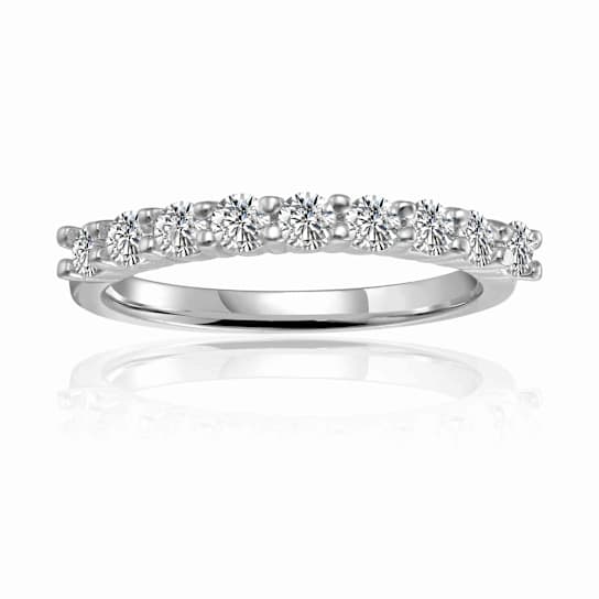 Moissanite Stackable Band Ring In Sterling Silver