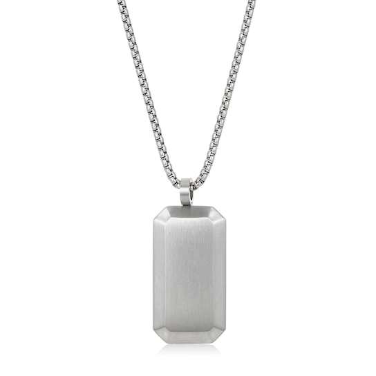 Invicta Men's Antiqued Dog Tag Pendant With Chain In Stainless Steel