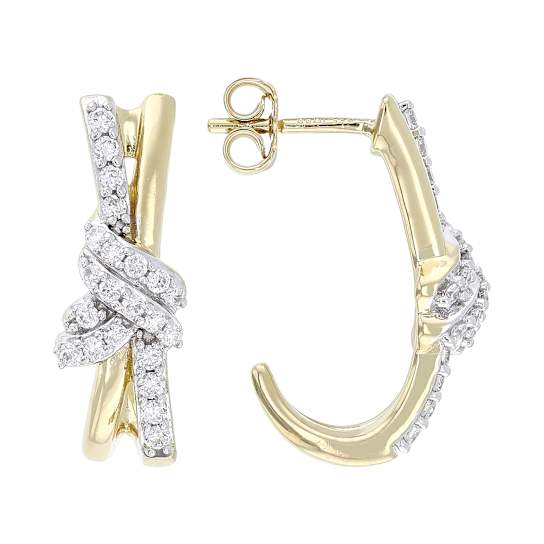 Lab-Grown Diamond J-Hoop Earrings In 14K Gold Over Sterling Silver 0.50ctw