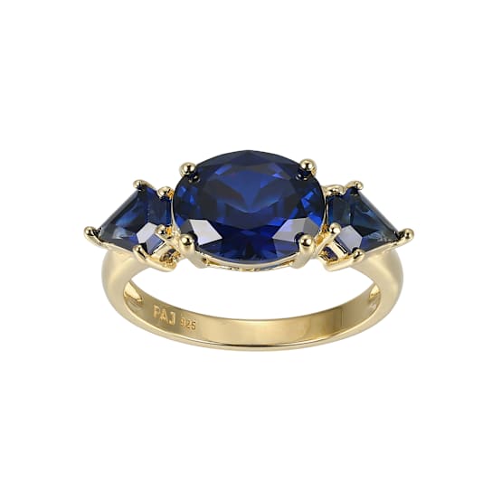 Lab Created Blue Sapphire 18k Yellow Gold Over Sterling Silver September
Birthstone Ring 3.11ctw