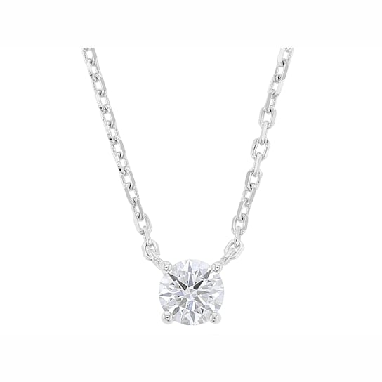 Elegant Lab-Grown Diamond Solitaire Pendant Necklace In Sterling Silver