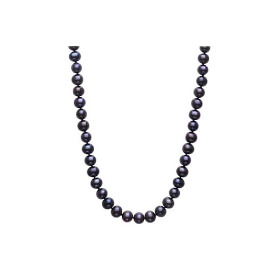 6-7mm Black Freshwater Pearl 18" Sterling Silver Necklace