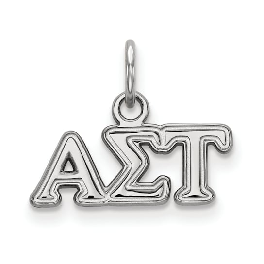 Rhodium Over Sterling Silver LogoArt Alpha Sigma Tau Extra Small Pendant