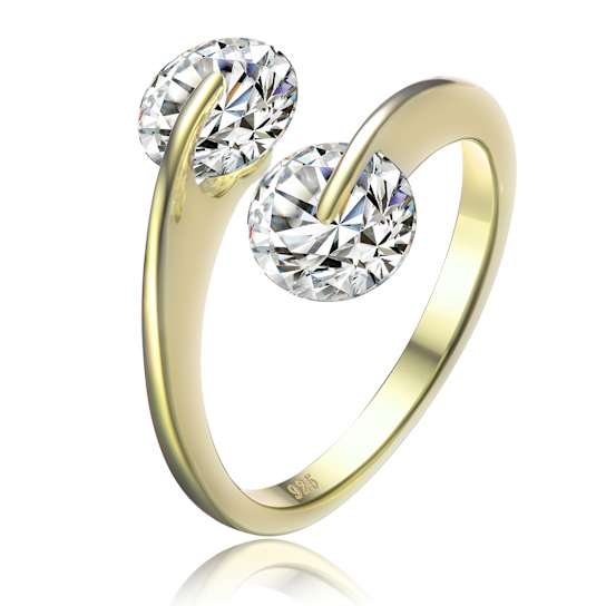 CZ Bypass Ring In 14K Gold Over Sterling Silver 2.5ctw
