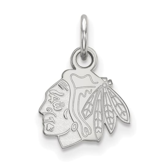 Rhodium Over Sterling Silver NHL LogoArt Chicago Blackhawks Extra Small Pendant