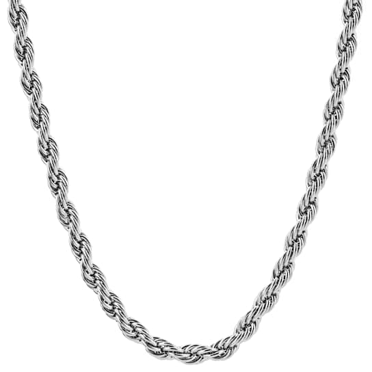 Invicta Men's Rope Chain Necklace 3mm In Stainless Steel 24 Inch