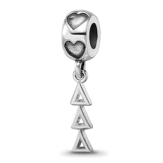 Rhodium Over Sterling Silver LogoArt Delta Delta Delta Vertical Letters
Heart Bead