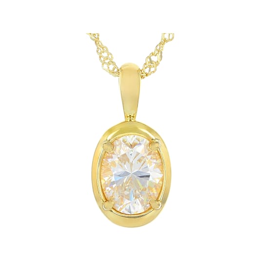 Diamond Simulant Oval Solitaire Pendant Necklace In 18K Gold Over
Sterling Silver 2.25ct