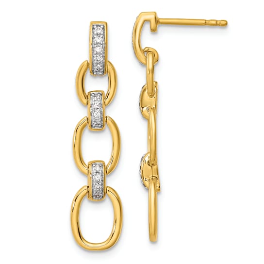 14K Yellow Gold Lab Grown Diamond SI1/SI2, G H I, Fancy Link Post Dangle Earrings