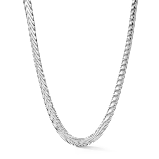 Rachel Zoe 6mm Snake Chain Necklace in Rhodium Over Brass