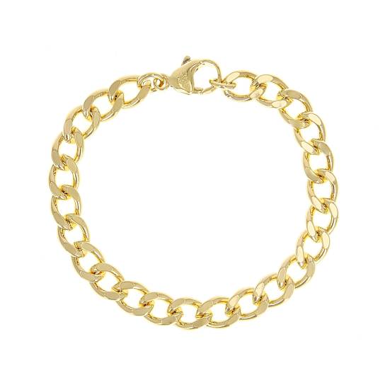 Open Curb Link Bracelet In 18K Gold Over Bronze