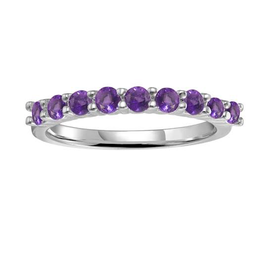 Amethyst Stackable Band Ring In Sterling Silver