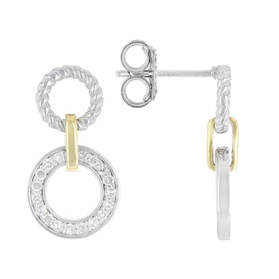 Lab-Grown Diamond Rope-Motif Drop Earrings 0.33ctw In Two-Tone Gold