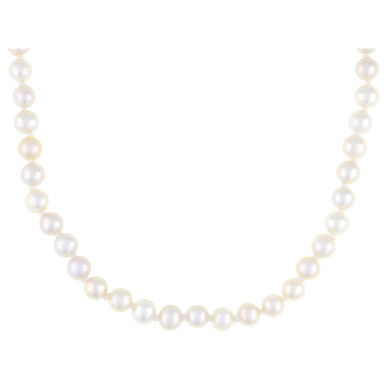 Freshwater Pearl Strand Necklace In Sterling Silver