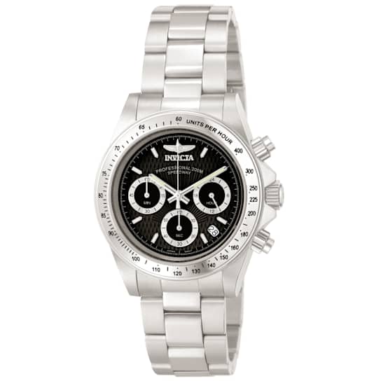 Invicta Speedway Men's 39.5mm Black Dial Stainless Steel Band Quartz Watch