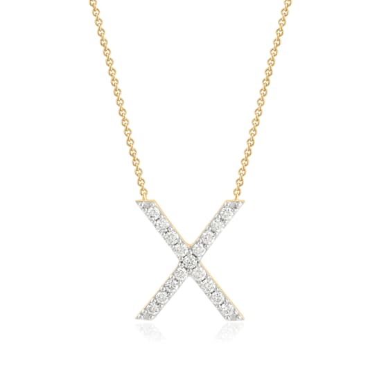 Lab-Grown Diamond Initial X Necklace In 14K Gold Over Sterling Silver 0.50ctw