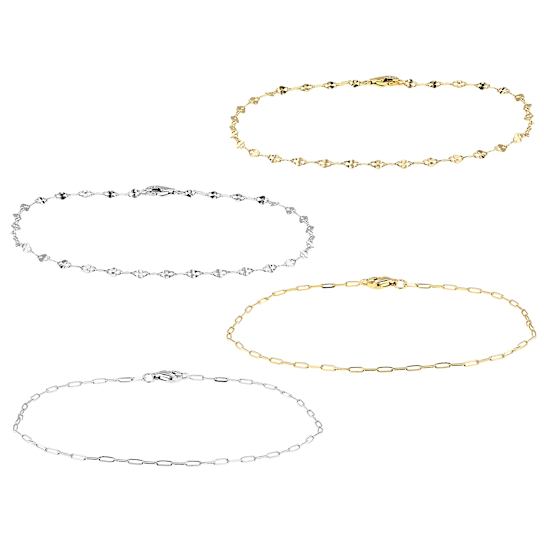 Set Of 4 Mirror And Paperclip Bracelets In Sterling Silver And 18K Gold
Over Sterling Silver