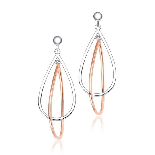 Two-Tone Pear Shape Drop Earrings In Sterling Silver And 18K Rose Gold
Over Sterling Silver