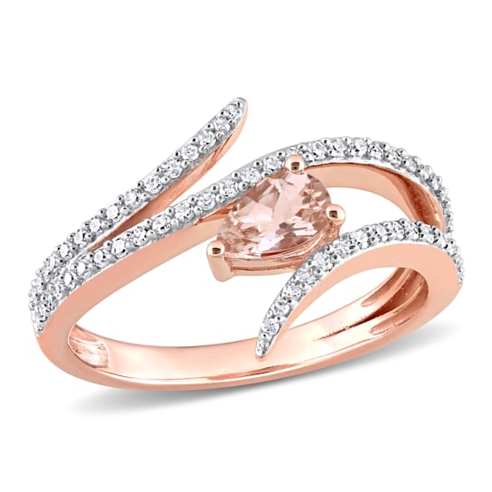 0.37ctw Morganite And 0.25ctw Diamond Accent 10k Rose Gold Ring