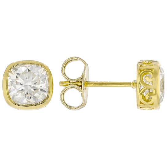 Moissanite Cushion-Cut Stud Earrings In 14K Gold Over Sterling Silver
2.10ctw Diamond Equivalent Weight