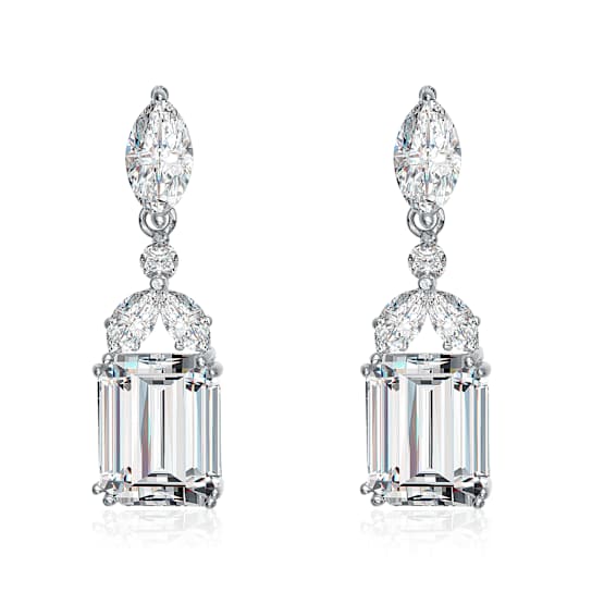 Cascading CZ Drop Earrings In Sterling Silver