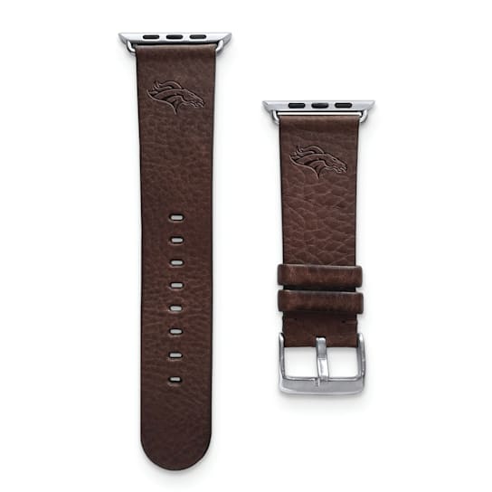 Gametime Denver Broncos Leather Band fits Apple Watch (42/44mm S/M
Brown). Watch not included.