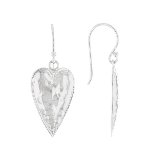 Heart Drop Earrings in Sterling Silver